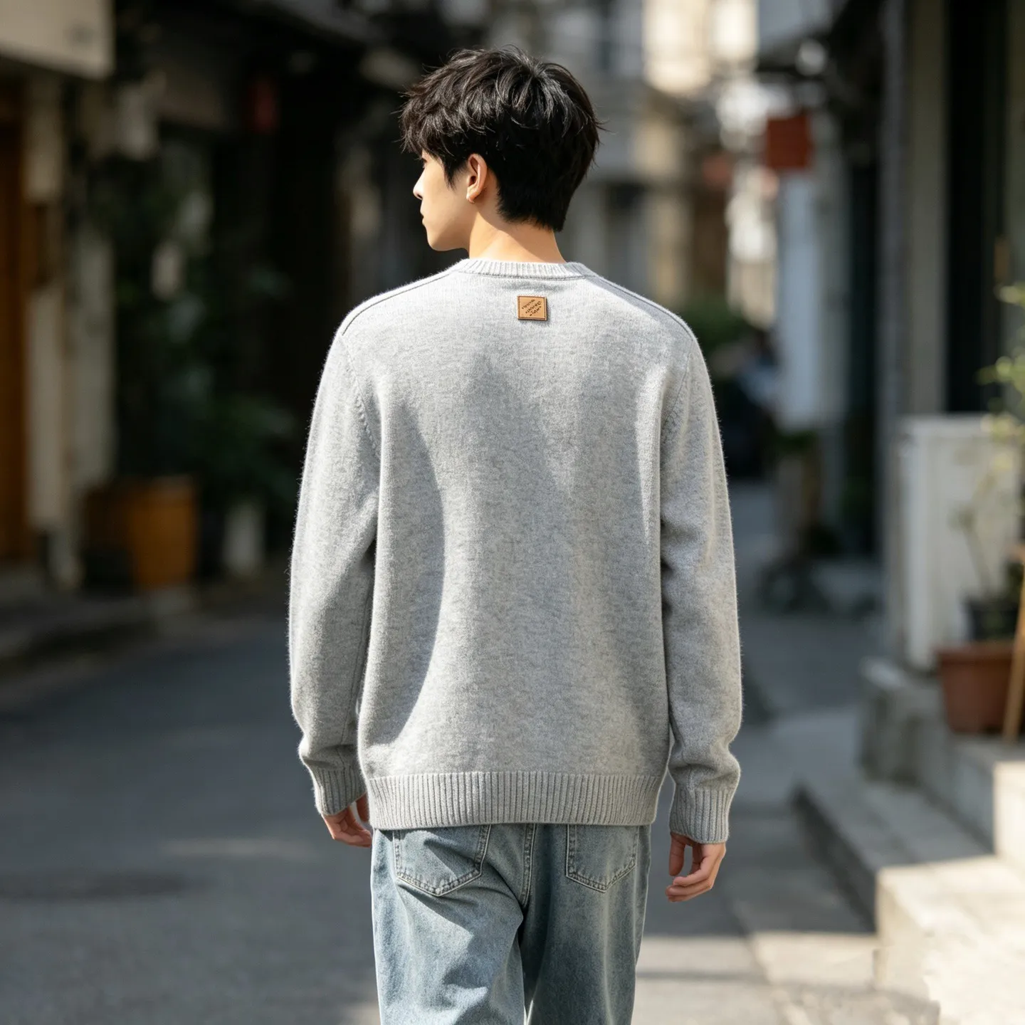 Louis Vuitton/Louis Vuitton Solid Back Collar Label Knitted Sweater